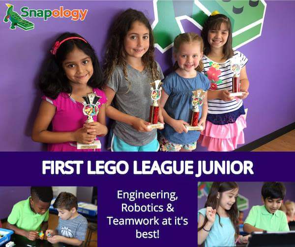 Children win first lego league junior competition at Snapology. 